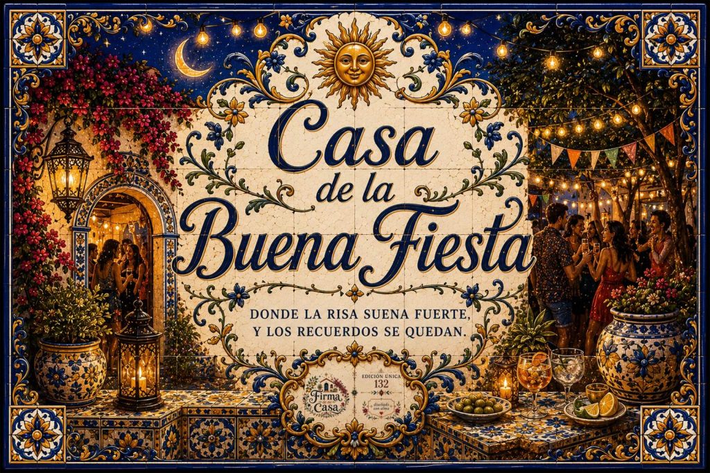 Placa artesanal «Emblema 132» pintada a mano sobre azulejo