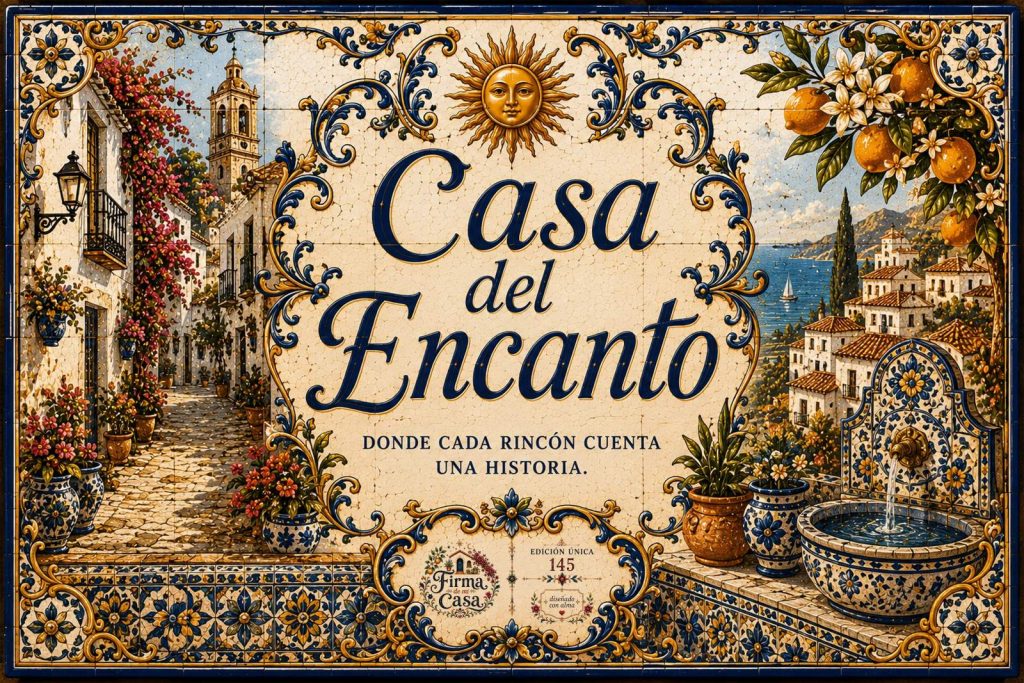 Placa artesanal «Emblema 145» pintada a mano sobre azulejo